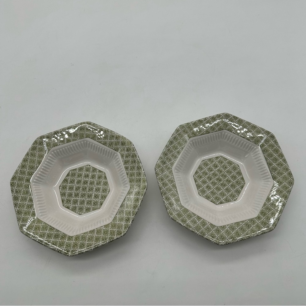 Set of 2 Vintage Independence Limerick Fruit Sauce Bowl Bowls Ironstone Green